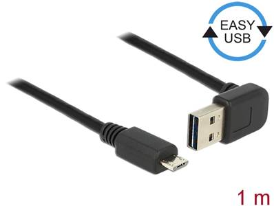 Câble EASY-USB 2.0 Type-A mâle coudé vers le haut / bas > USB 2.0 Type Micro-B mâle 1 m