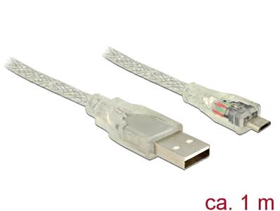 Câble USB 2.0 Type-A mâle > USB 2.0 Micro-B mâle 1 m transparent