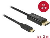 Câble USB Type-C™ mâle > Displayport mâle (Mode DP Alt) 4K 60 Hz 3 m noir