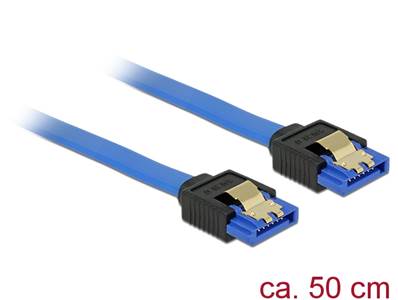 Câble SATA 6 Gb/s femelle droit > SATA femelle droit 50 cm bleu avec attaches en or