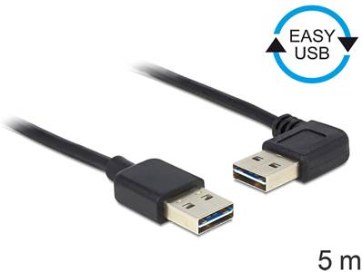 Câble EASY-USB 2.0 Type-A mâle > EASY-USB 2.0 Type-A mâle coudé vers la gauche / droite 5 m