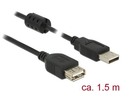 Câble d'extension USB 2.0 Type-A mâle > USB 2.0 Type-A femelle 1,5 m noir