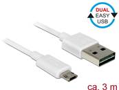 Câble EASY-USB 2.0 Type-A mâle > EASY-USB 2.0 Type Micro-B mâle 3 m blanc