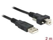 Câble USB 2.0 type A mâle > USB 2.0 type B mâle avec vis 2 m