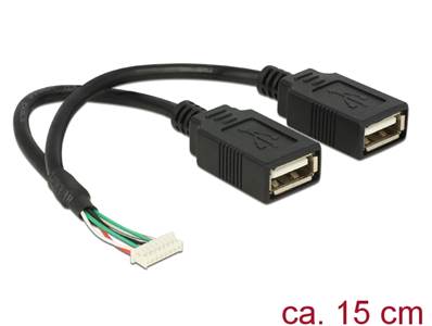 Câble embase 1,25 mm 8 broches USB 2.0 femelle > 2 x USB 2.0 Type-A femelle 15 cm