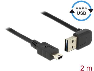 Câble EASY-USB 2.0 Type-A mâle coudé vers le haut / bas > USB 2.0 Type Mini-B mâle 2 m