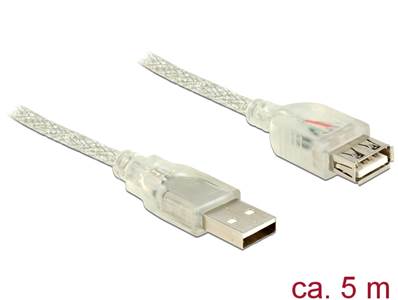 Câble d'extension USB 2.0 Type-A mâle > USB 2.0 Type-A femelle 5 m transparent