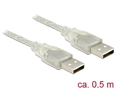 Câble USB 2.0 Type-A mâle > USB 2.0 Type-A mâle 0,5 m transparent