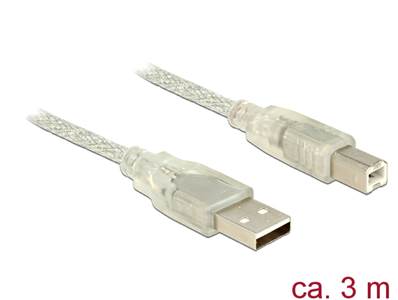 Câble USB 2.0 Type-A mâle > USB 2.0 Type-B mâle 3 m transparent